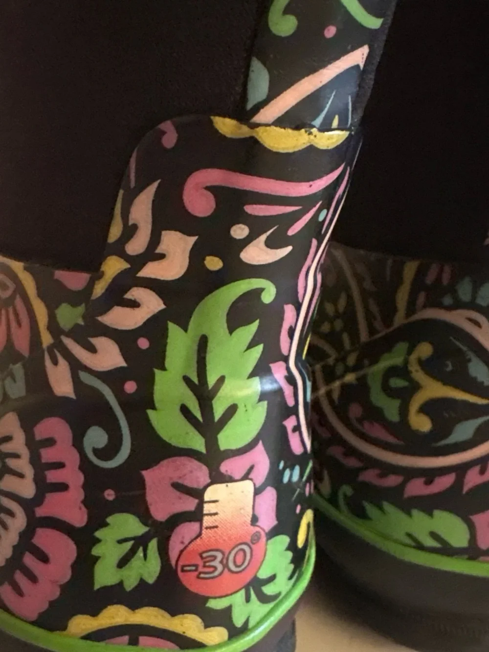 Bogs Kids' Floral Paisley Black Neoprene Rain Boots 3 us 35 Europe